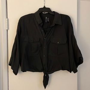 Zara Crop button up tie top like new!